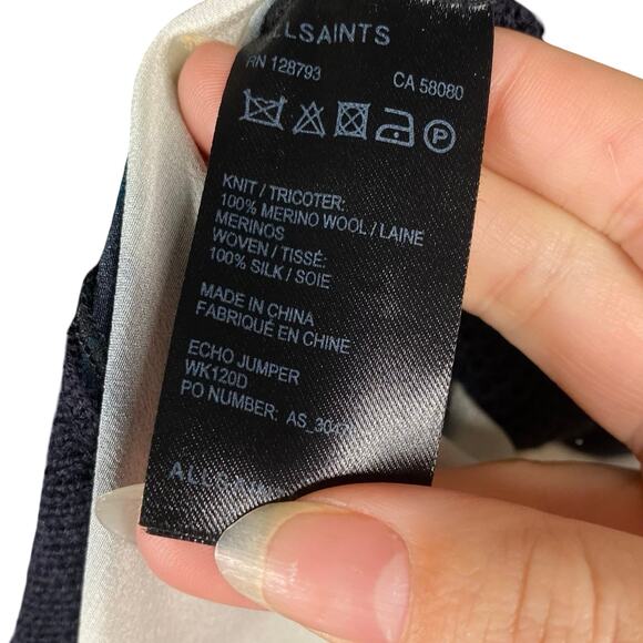 AllSaints Echo Leopard Silkscreen Merino Wool Raglan Pullover Sweater SZ 10 - Picture 9 of 9